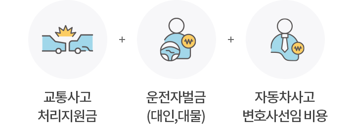 교통사고 처리지원금+운전자 벌금(대인,  대물)+자동차사고  변호사선임 비용